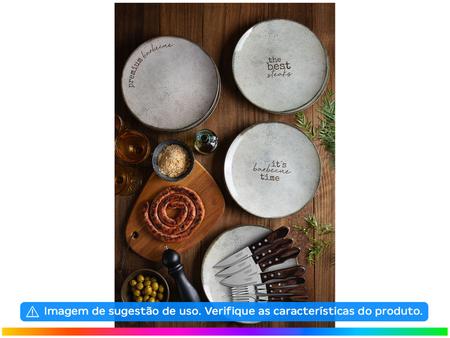 Imagem de Jogo de Pratos de Porcelana Redondo Rasos Marrom Rústico para Churrasco Tramontina 6 Peças