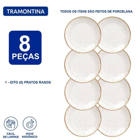 Imagem de Jogo De Pratos Tramontina Rústico Marrom Porcelana 8 Peças