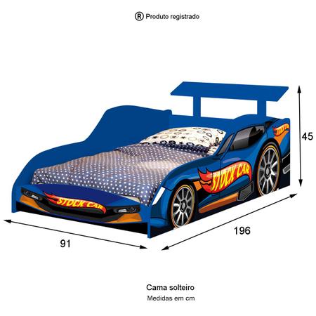 Imagem de Jogo De Quarto Carro Azul Infantil Stock Car Bebe Solteiro  Menino corrida Guarda-roupa cama de solteiro