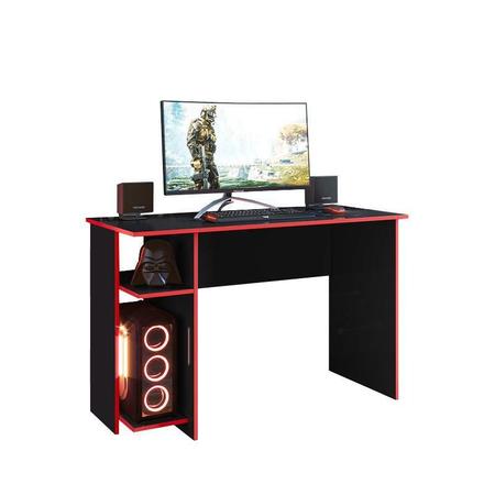 Imagem de Jogo de Quarto Gamer com Mesa para Computador e Estante Preto/Vermelho - FdECOR