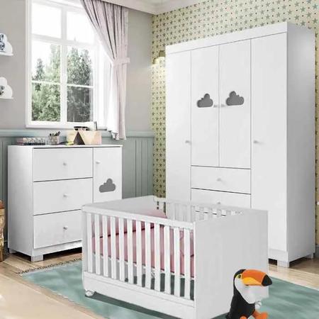 Jogo de Quarto Infantil Completo Nuvem com Guarda Roupa 4 Portas, Cômoda 1  Porta e Berço 2 em 1 Branco - Phoenix Baby - Quarto Completo - Magazine  Luiza