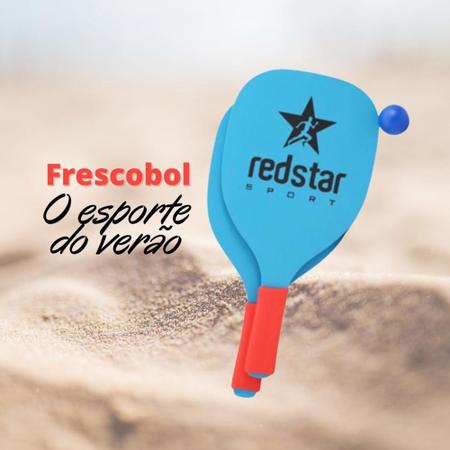 Imagem de Jogo de Raquete de Frescobol 3 Pçs Madeira com Bola de Borracha Redstar