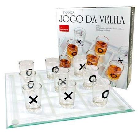 Jogo da Velha Shot Drink 9 copos de vidro Festa Amigos