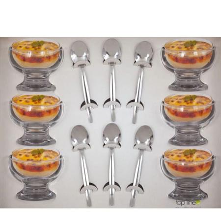 Imagem de Jogo de Sobremesa com 6 Taças de Vidro e 6 Colheres de Inox