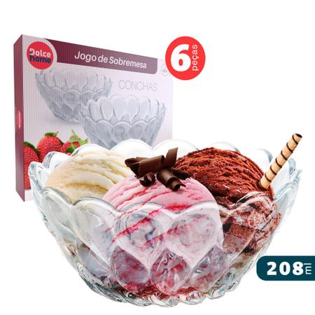 Jogo 6 Taça de Vidro Sobremesa Sorvete Milkshake Gelato Dolce Home 205ml -  Taça de Sobremesa - Magazine Luiza