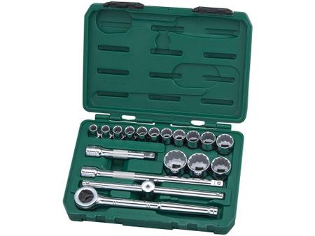 Jogo de Soquetes Estriado 1/2” 18 Peças Sata - ST09203SJ Imagem de Jogo de Soquetes Estriado 1/2” 18 Peças Sata - ST09203SJ