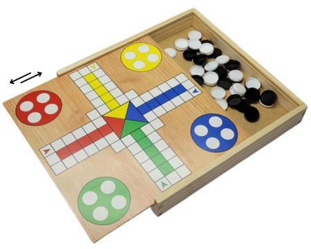 Jogo Tabuleiro 3 Em 1 Ludo Dama Trilha Pais & Filhos-NOVO