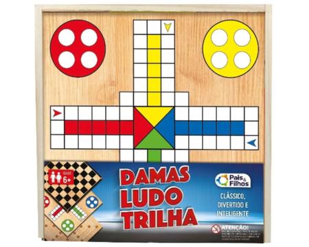 Jogo de Tabuleiro Damas - Pais e Filhos - Jogo de Dominó, Dama e