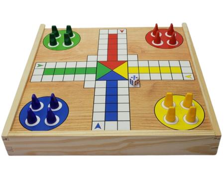 Jogo de Tabuleiro 3 Jogos Ludo, Dama e Trilha Pais e Filhos