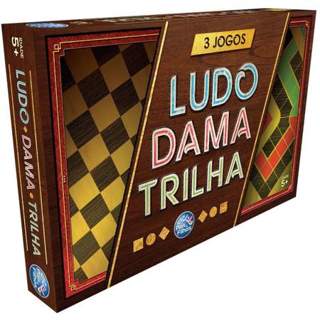 JOGO DE TABULEIRO 3 JOGOS LUDO DAMA E TRILHA UNIDA