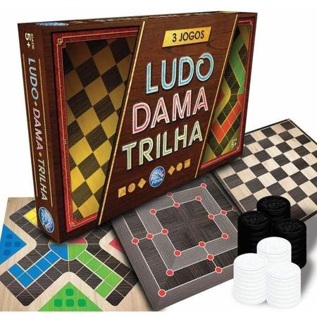 Jogo de Tabuleiro - Coleção de Jogos - Damas Ludo Trilha Sobe e