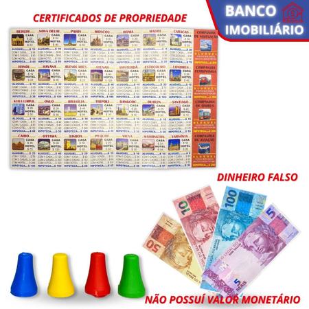 Jogo De Tabuleiro Banco Imobiliário Mesa Brinquedo Educativo F114