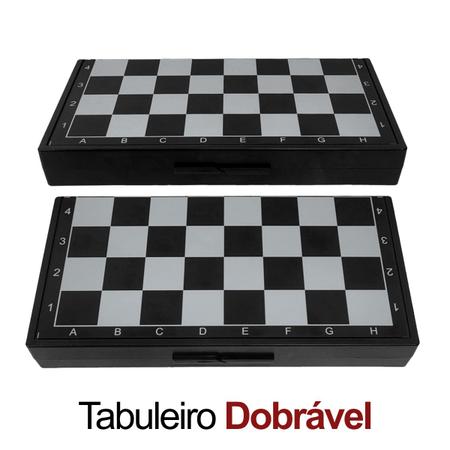 Jogo de Xadrez, Damas e Gamão 3 em 1 - Jogo de Tabuleiro Três Em Um  Profissional 24X24CM Dobrável Magnético C/ Imã