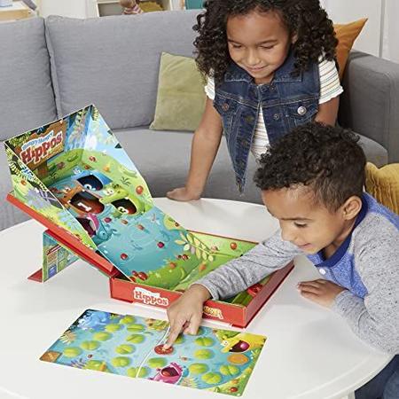 Jogo de tabuleiro júnior Hungry Hungry Hippos, Jogos pré-escolares com mais  de 3 anos, Jogos de tabuleiro para crianças para 2-4 jogadores, Jogos para  crianças, Jogo de contagem e número - Hasbro