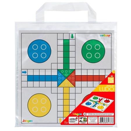 Jogo Ludo Com Tabuleiro De Madeira Mdf Com 16 Pinos E 1 Dado