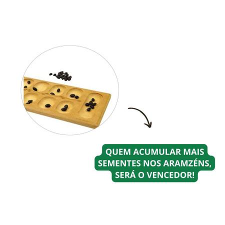 Mancala Jogo Tabuleiro Madeira Estrategia Colheita - Dino Brinquedos  Educativos