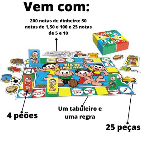 Dia de Mesada Turma de Mônica Jogo de Tabuleiro Brinquedo Educativo Jogos e  Desafios Bambalalão Brinquedos Educativos