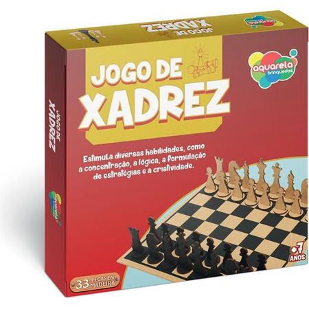 Jogo De Tabuleiro Xadrez 33 Peças Madeira Aprender Brincando - Aquarela -  Jogos de Tabuleiro - Magazine Luiza