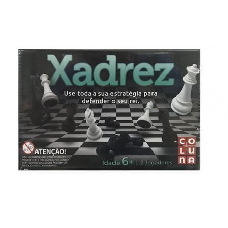 Jogo de Xadrez Tradicional Preto e Branco com Tabuleiro em Vidro - 40x40 cm