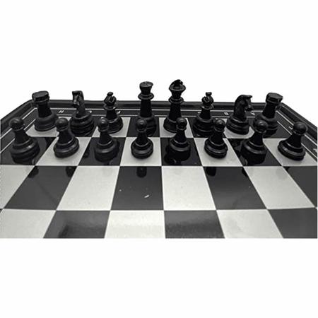 Jogo de Tabuleiro Xadrez C/Estojo Dobrável - 32 Peças Imantadas