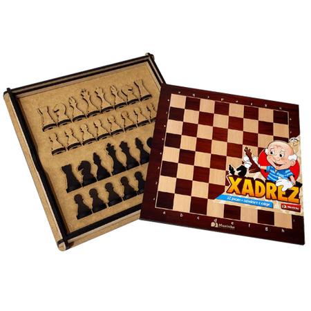 Jogo de Tabuleiro Xadrez em Madeira - Maninho Brinquedos - Jogo de