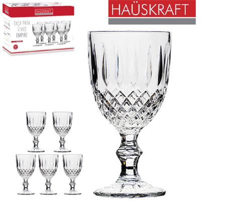 Imagem de Jogo de taca de vidro relevo empire para vinho hauskraft com 6 unidades 360ml na caixa