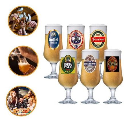 Imagem de Jogo De Taças De Cerveja Rótulos Países 370ml 6 Pcs Copo