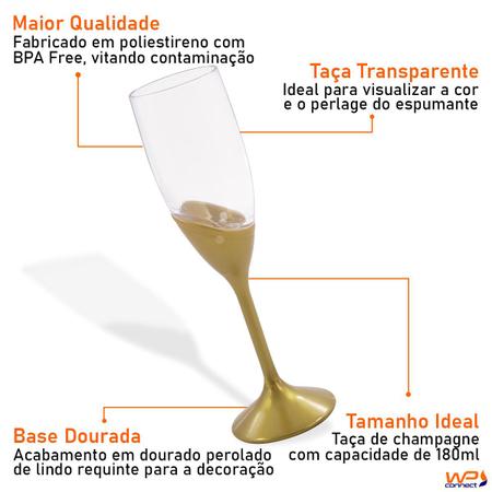 Imagem de Jogo de Taças de Champagne Espumante 180ml Dourado Perolado 6 Peças