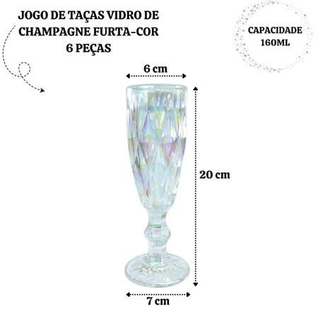 Imagem de Jogo De Taças Vidro De Champagne Furta-cor 160ml 6 Peças