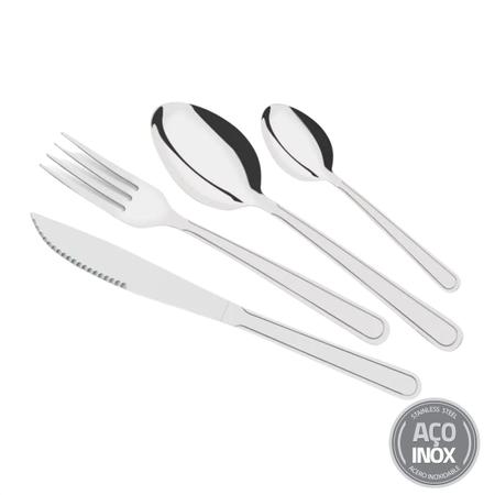 Faqueiro Jogo De Talheres Tramontina Tulum Aço Inox 24 Peças Laranja Kit c/ Garfo  Faca Colher Pote Plástico Multiuso – Minha Loja Pessoal