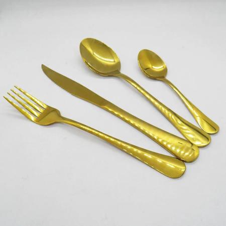 Imagem de Jogo de Talheres Conjunto 8 Peças Luxo Dourado Jantar Cozinha Mesa Gourmet Colher Garfo Faca