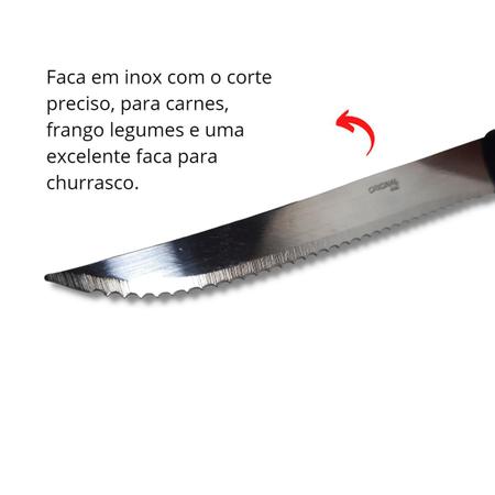 Imagem de Jogo De Talheres Faqueiro Inox Preto Vermelho 24 Peças Resistente Faca Garfo Colher