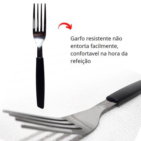 Imagem de Jogo De Talheres Faqueiro Inox Preto Vermelho 24 Peças Resistente Faca Garfo Colher