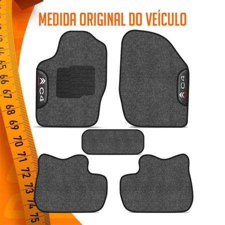 Imagem de Jogo de Tapete Carpete C4 Hatch 2012 a 2016 Preto Grafite Logo Bordado Concept 3D 5 Peças