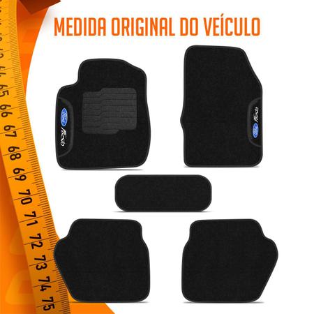 Imagem de Jogo de Tapete Carpete New Fiesta Hatch Sedan 2014 a 2019 Preto com Logo Bordado Concept 3D 5 Peças