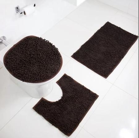Imagem de Jogo de tapete para banheiro 3 peças macarrão