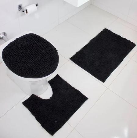 Imagem de Jogo de tapete para banheiro 3 peças macarrão