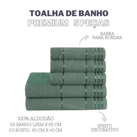 Imagem de Jogo De Toalha De Banho 5 Pçs Linha Premium Verde Erva Doce
