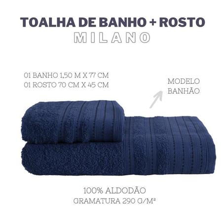 Imagem de Jogo de Toalhas Banho e Rosto Milano Banhao Hipoalergenica DARK BLUE