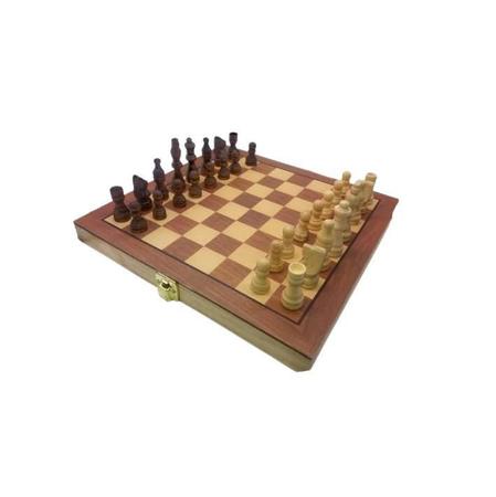 Tabuleiro De Madeira 3 Em 1 Xadrez / Dama E Gamão 29 X 29 Cm - Chess - Jogo  de Dominó, Dama e Xadrez - Magazine Luiza