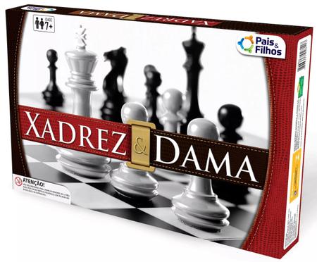 Jogo de Xadrez 32 peças e Dama 24 peças Tabuleiro Original - Pais e filhos  - Jogo de Dominó, Dama e Xadrez - Magazine Luiza