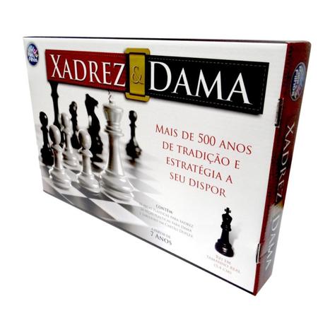 Jogo de Xadrez 32 peças e Dama 24 peças Tabuleiro Original - Pais e filhos  - Jogo de Dominó, Dama e Xadrez - Magazine Luiza