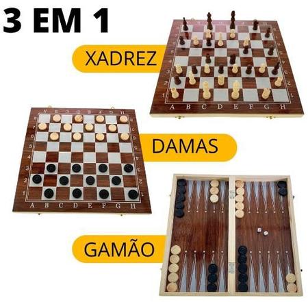 Jogo De Xadrez Dobrável Dama + Gamão Tabuleiro Madeira 29x29 - Loja  Universal Vendas em Promoção na Americanas