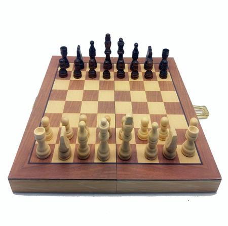 Jogo de tabuleiro xadrez dama 3 em 1 chess set pequeno hoyle