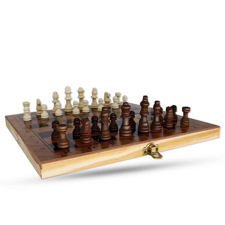 Tabuleiro De Madeira 3 Em 1 Xadrez / Dama E Gamão 29 X 29 Cm - Chess - Jogo  de Dominó, Dama e Xadrez - Magazine Luiza