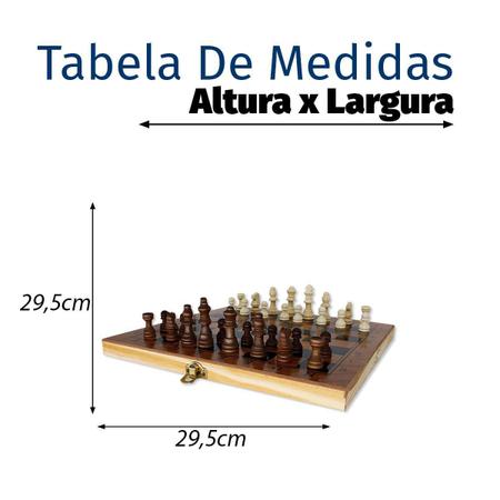 Jogo de xadrez De Madeira 3 Em 1 24 x 24 Cm - CHESS - Jogo de Dominó, Dama  e Xadrez - Magazine Luiza