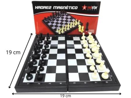 Jogo de tabuleiro 3 em 1 - Dama e Xadrez e gamão magnético