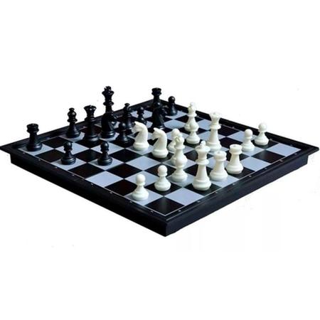 Jogo De Xadrez 25 X 25 Cm Dobrável Magnético Peças Com Imã