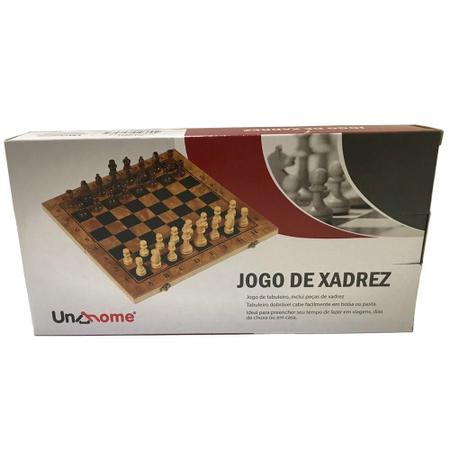 Jogo De Xadrez Dobrável Peças E Tabuleiro Em Madeira 24 X 24