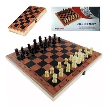 Jogo de xadrez Dobrável Peças e Tabuleiro em Madeira 24 x 24 em